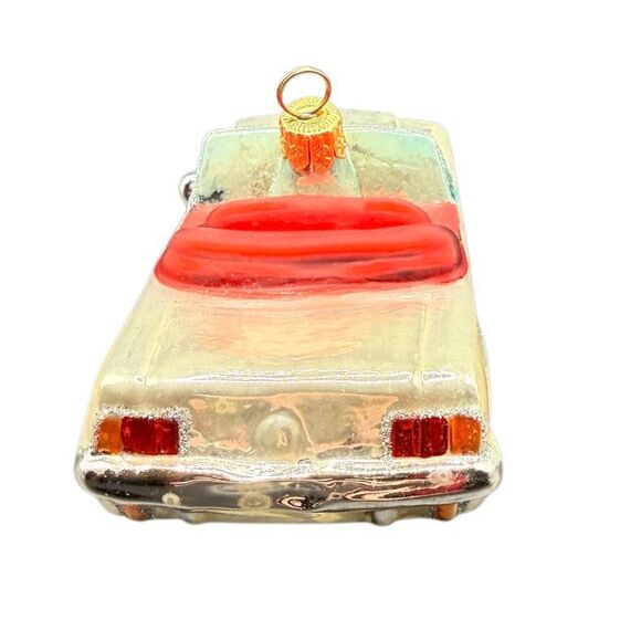 Kurt Adler 1964 1/2 Ford Mustang Cream/Red Polonaise Glass Christmas Ornament - Picture 7 of 16